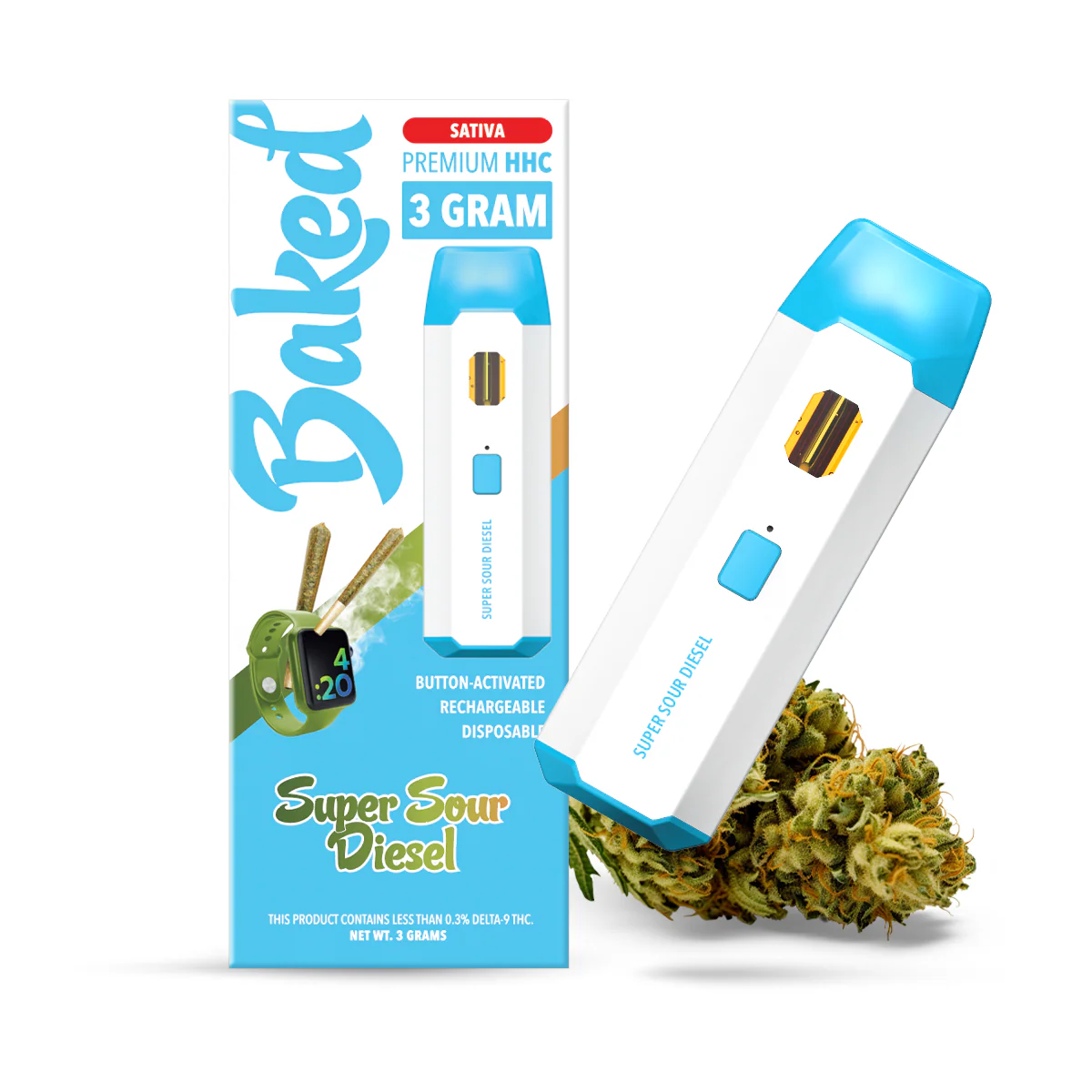 3 Gram HHC Vape Pen - Super Sour Diesel | Sativa